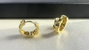 15mm Classic Rhombus Texture Gold Hoop Earrings for Women thumbnail 4