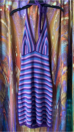 Wild Fable Purple Striped Knit Dress thumbnail 1