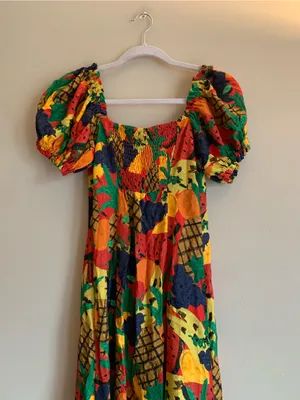 FARM Rio Fruit Salad MIDI Dress Women Size Small Summer Beach Outfit thumbnail 4