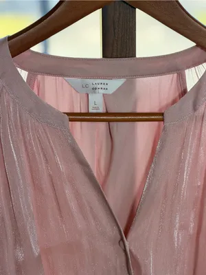 LC Lauren Conrad Light Pink Shimmer Tiered Long-Sleeve Dress large thumbnail 2