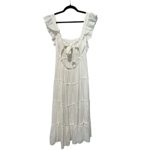 Show Me Your Mumu Lovely Midi Dress in White Linen.Size S thumbnail 5