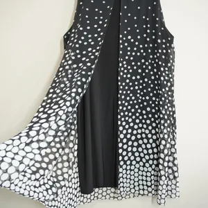 Jessica Howard Shift Dress 18W Black‎ White Polka Dot Ombre Chiffon Sleeveless thumbnail 9