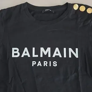 Authentic Balmain Woman's Black T-Shirt with Gold Accents Size XS thumbnail 2