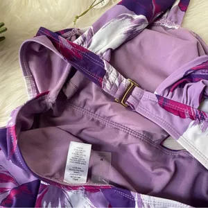 Purple Floral Cut Out One Piece NWT Size Medium thumbnail 4