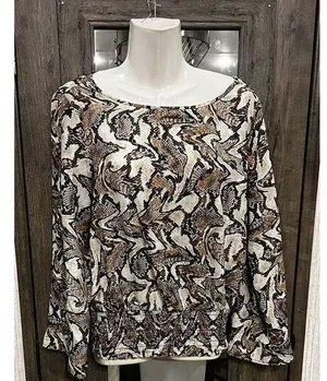 Michael Kors Soft Long Sleeve Leopord‎ Print Shirt, Size Medium thumbnail 2