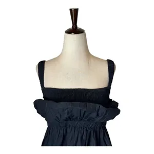 Cleobella Shirt Women XS Black Organic Cotton Ruffle Peplum Desi Tank Top Gothic thumbnail 5