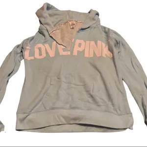 PINK - Victoria's Secret baby blue pullover hoodie sz MD thumbnail 1