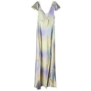 NWT WeWoreWhat Lace Silky Charmeuse Midi Maxi Slip Dress 0 Gold Ombre Watercolor thumbnail 6