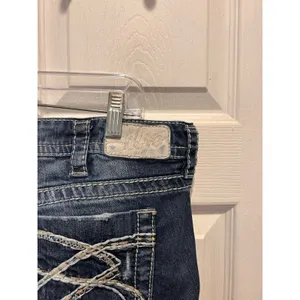 Silver‎ Jeans Lola Straight Leg Dark Wash Distressed Thick Stitch W33 L28 Denim thumbnail 8