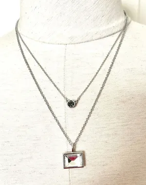 Loft two tier silver tone rhinestone necklace thumbnail 1