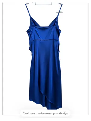 Women's CIDER Blue Asymmetrical Satin Slip Dress M thumbnail 4