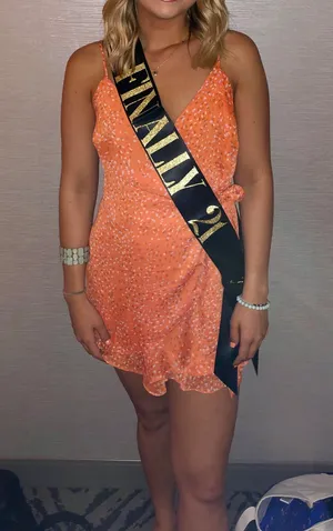 Lush Clothing Orange Wrap Romper thumbnail 1