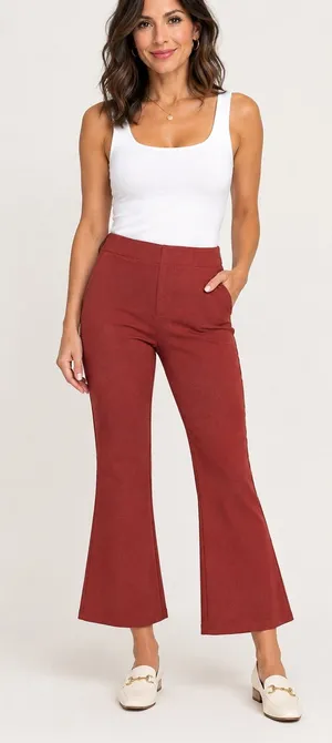 Soft Surroundings Marlowe Bootcut Pullon Flare Petite Terracotta Ponte Pants Pm thumbnail 1