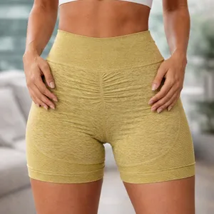High-Waist Scrunch Bike Shorts in Yellow thumbnail 1