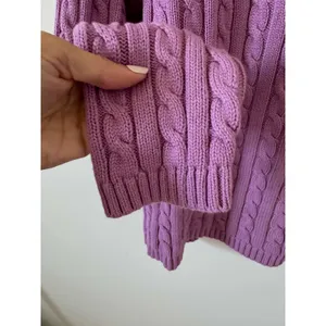 L.L. Bean Cable Crewneck Pullover Sweater Purple Lilac Size Medium thumbnail 4