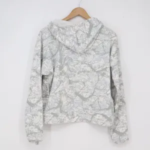 5B Style Hoodie Womens M Fleece Pullover Grey White Tree Camo Print New thumbnail 5