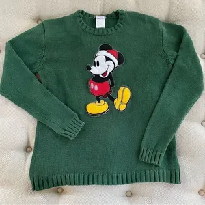 Disney Mickey Mouse Felted Applique Cotton Sweater L thumbnail 1