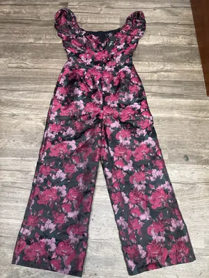 Lulus Floral Off Shoulder Wide Leg Jumpsuit Size L NWT thumbnail 3
