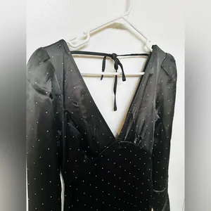 We Wore What Cowl Black Maxi Dress Polka Dot Size 4 NWT Gown thumbnail 6