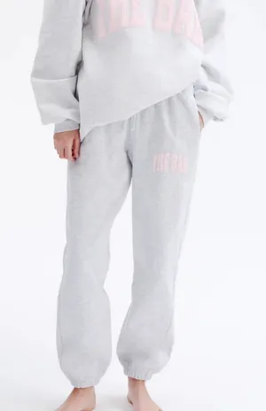 The Bar Varsity Sweatpants Grey Pink Logo Size Medium EUC SIZE SOLD OUT ONLINE thumbnail 1
