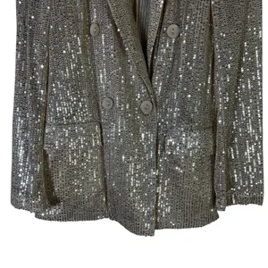 NWT Vine & Love Sequin Double Breasted Blazer Gold Glam Party Going Out Size S thumbnail 4