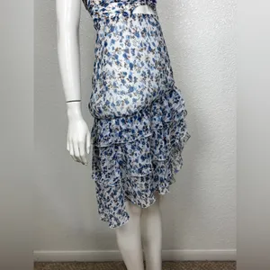 Majorelle Emelia Midi Blue Floral Zip CutOut Lined Strapless Dress Size XS K-54 thumbnail 5