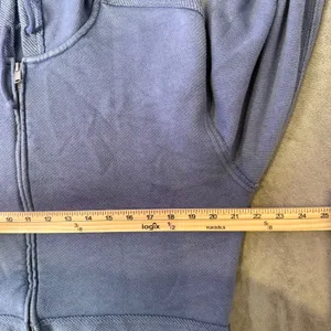 Aerie Crop Distressed Hoodie Full Zip Size S Blue Grunge Boxy Oversized thumbnail 8