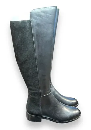 Aqua‎ Diva Waterproof Over the Knee Boots Leather Black Block Heel Sz 6 thumbnail 1