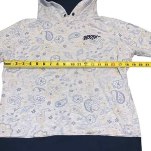 Hooey Paisley Hoodie Pullover Medium White Blue Floral Western Boho Cottagecore thumbnail 6