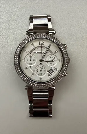 Michael Kors Silver Crystal Chronograph Watch thumbnail 1