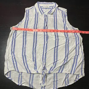 beachlunchlounge Men's Blue and White Striped Sleeveless Shirt thumbnail 3