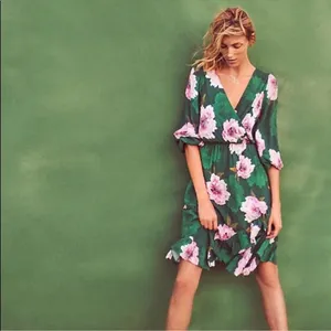 Anthropologie Spring wedding guest dress Plenty Floral Short Sleeve Flowy XS thumbnail 5
