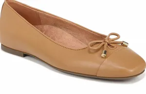 Vionic Klara Leather Slip On Cap-Toe Ballet Flats Brown Nappa Leather US 8 thumbnail 1