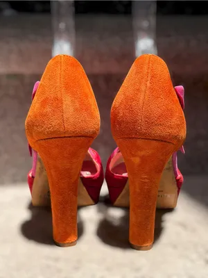 Kate Spade New York Colorblock‎ Suede D’Orsay Platform Pumps Bow Heels Pin Up thumbnail 6
