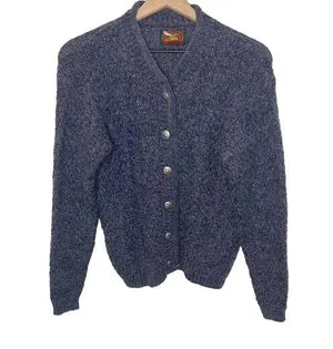 ALPS APPAREL VINTAGE M Mohair Wool Knit Button Front Sweater Cardigan Gray 90s thumbnail 1