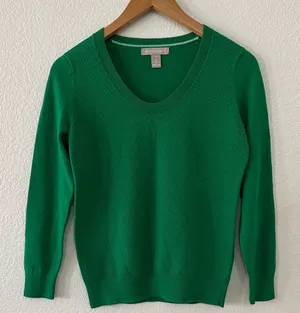 Banana Republic Vibrant Green V-Neck Sweater thumbnail 1