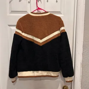Time for Me Sherpa Colorblock Bomber Jacket‎ Womens Size L Cozy Teddy Fleece thumbnail 6