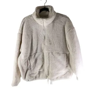 All In Motion Womens High Pile Fleece Pullover Jacket 1/4 Zip White XL thumbnail 3