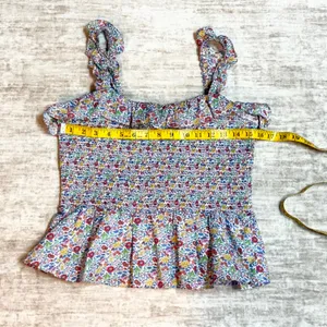 J Crew Womens Small Floral Crop Top Ruffle Flowers Smocked Liberty Fabric Summer thumbnail 2