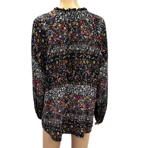 Everleigh Floral Paisley Peasant Blouse Long Sleeve Black Multicolor Womens XL thumbnail 4
