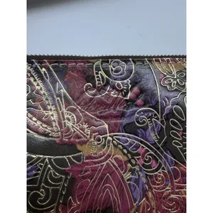 NWT Patricia Nash Metallic Tooled Lace Leather Clutch Wristlet Dark Paisley Zip thumbnail 3