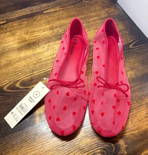 No Boundaries‎ Red Mesh Pilka Dot Flats Size 10 thumbnail 1