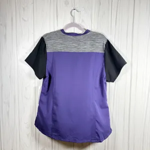 NWT RBX Mixed Media Medical Scrubs Top Purple Black Gray, Large thumbnail 5