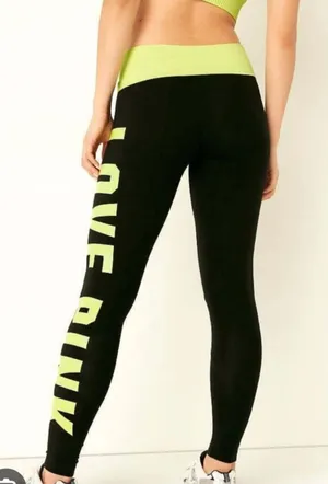 Victoria's Secret PINK Black Foldover Leggings Size Medium thumbnail 1