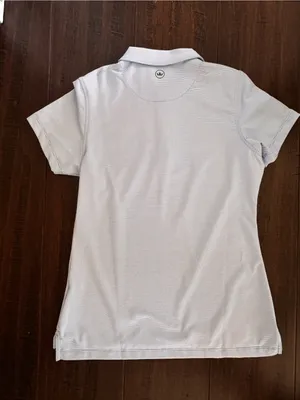 Peter Millar Light Blue Striped Polo with  Logo thumbnail 5