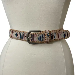 BKE Guatemalan Leather Whipstitch Buckle Belt ~ woven western cowgirl thumbnail 2