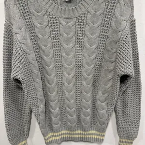 American Eagle outfitters Elegant Gray Cable Knit Sweater Size Small thumbnail 4
