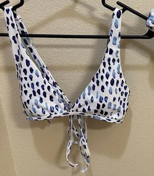Shein Blue White Speckled Watercolor Beach Matching Bikini Set Womens Size Small thumbnail 1