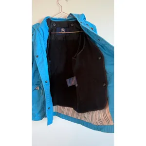 Burberry Toggle Coat Women 12 Blue Hooded Wool Liner Jacket Classic Luxury thumbnail 9