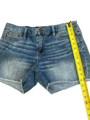 J Crew Shorts Cut Off Raw Hem Wiskerking Boho Denim Jean Blue Womens Size 30 thumbnail 5